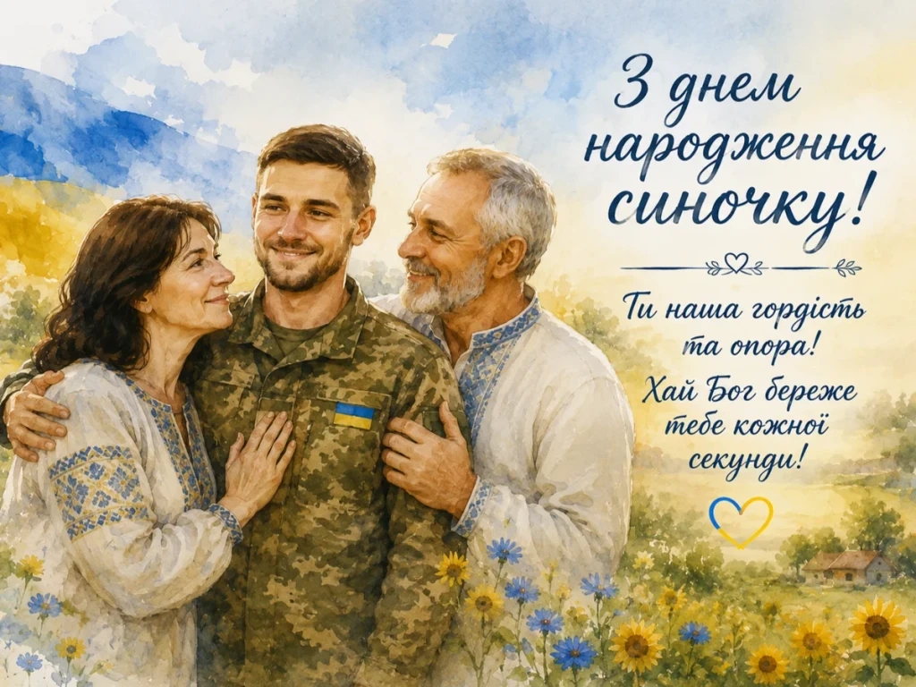Батьки обіймають свого сина військового