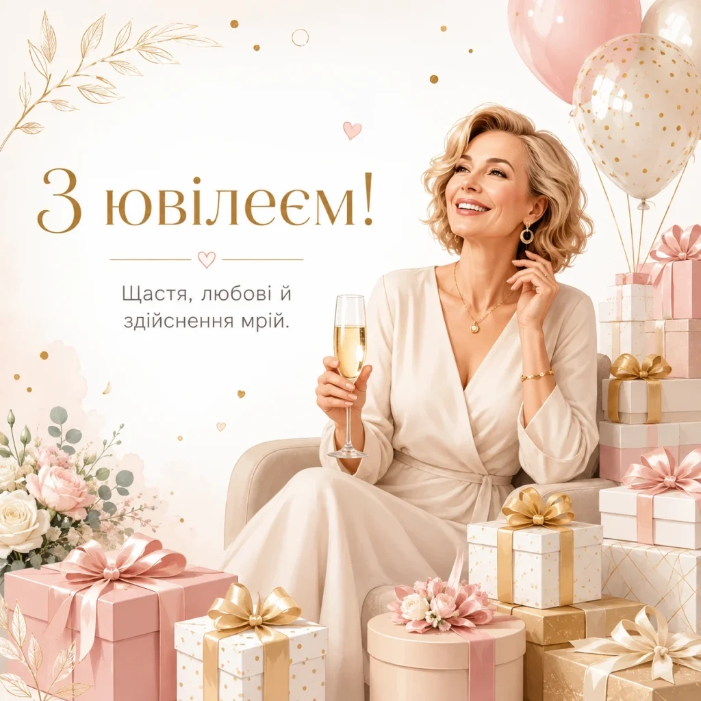 Щаслива жінка у свій ювілей
