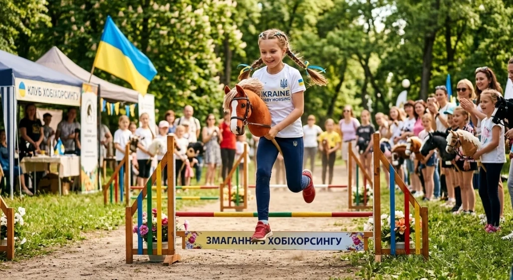 Дівчинка на змаганнях з хобіхорсингу
