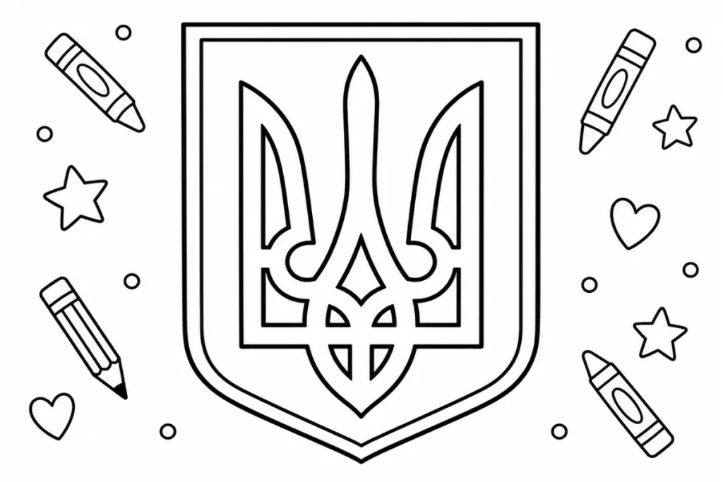 Розмальовка з гербом України для дітей